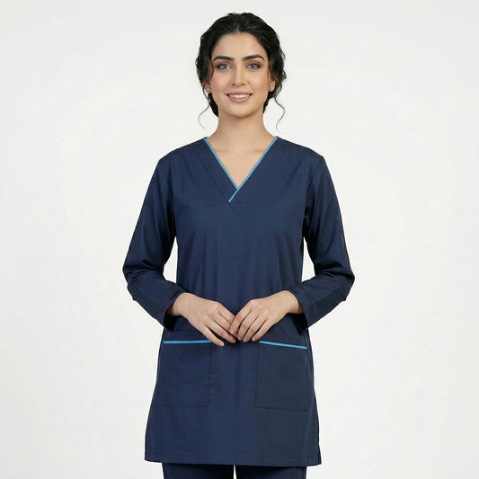 Navy Blue(Sky Pipping)Cotton Polyester Fabric