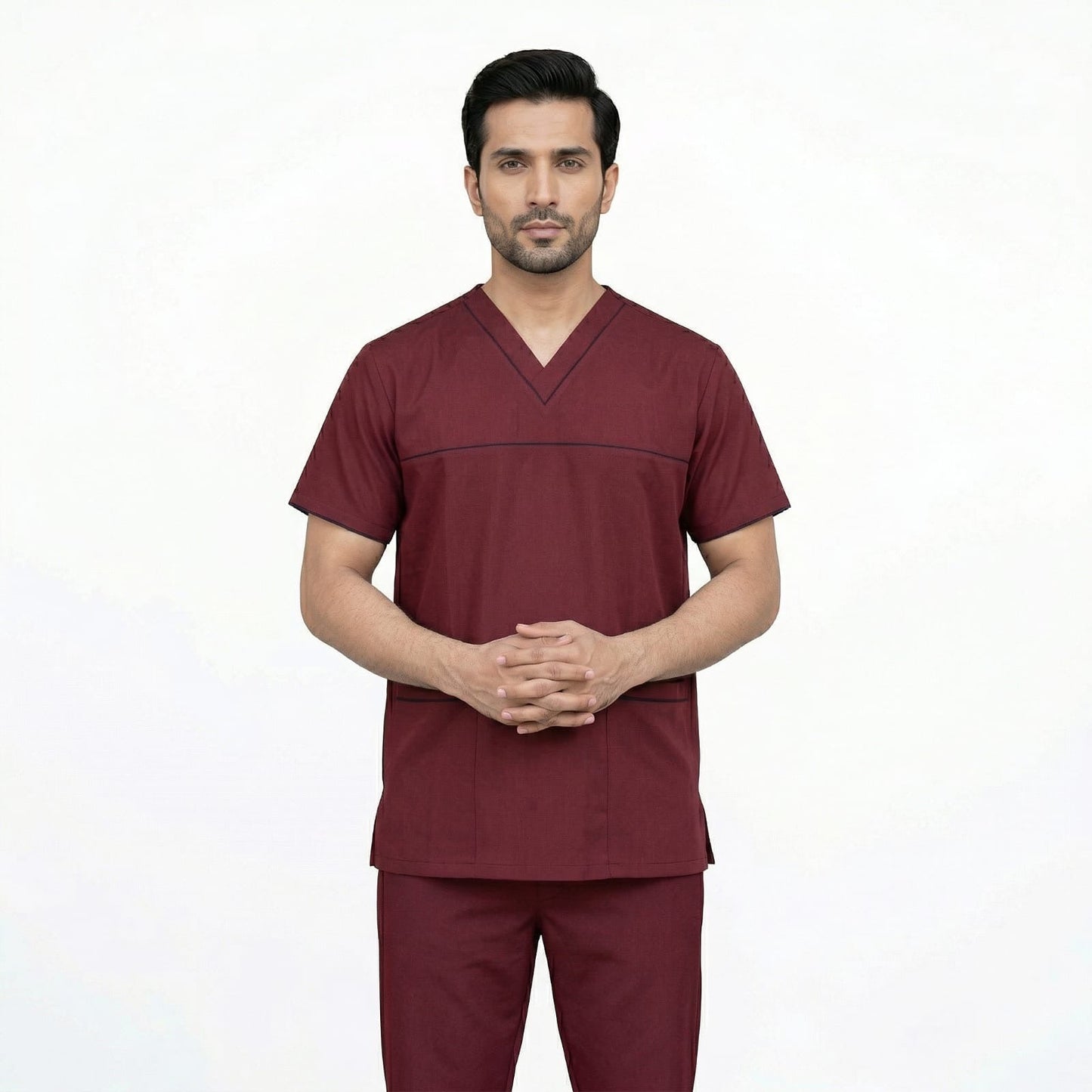 Mehroon (Black Pipping) Wash Nad Wear