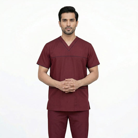 Mehroon (Black Pipping) Wash Nad Wear