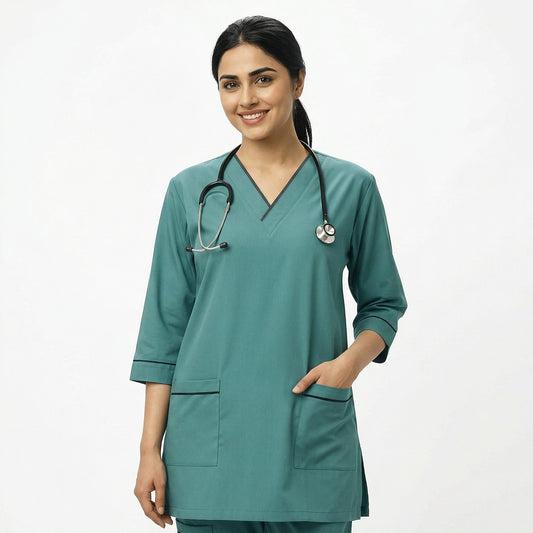 Sea Green (Black pipping) Cottton Polyester Fabric