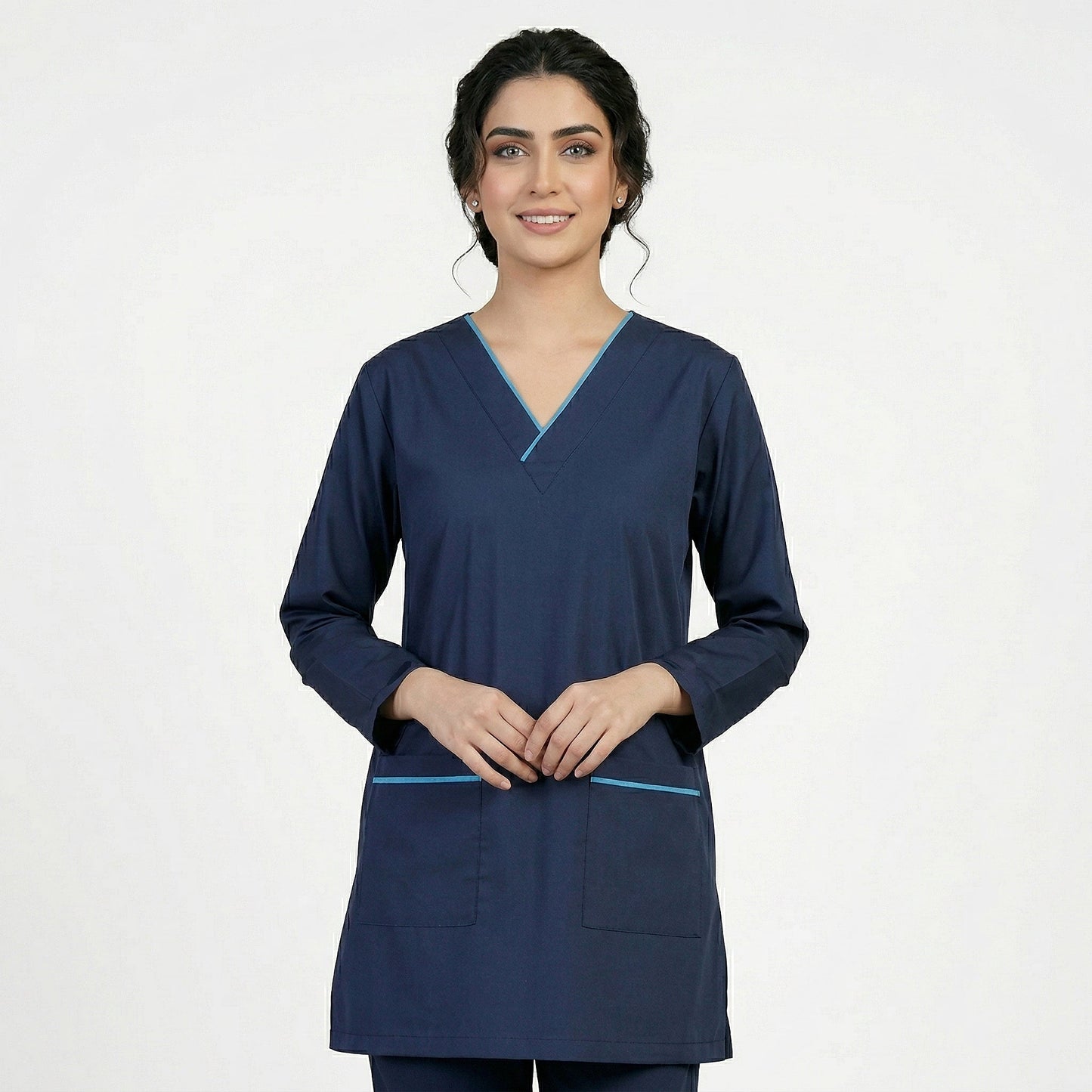 Navy Blue(Sky Pipping)Cotton Polyester Fabric