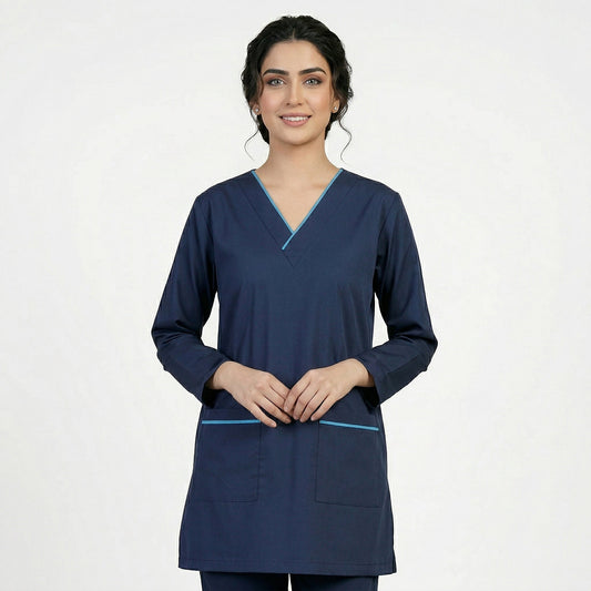 Navy Blue(Sky Pipping)Cotton Polyester Fabric